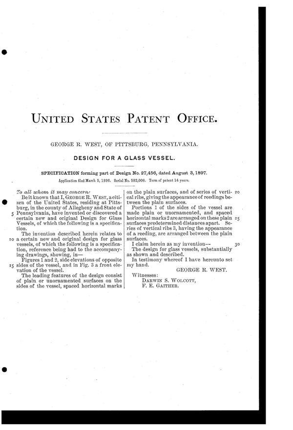 Westmoreland Household Measuring Cup Design Patent D 27456-2