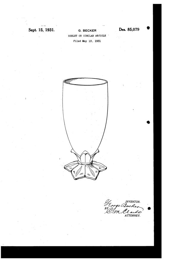 Westmoreland #1921 Lotus Goblet Design Patent D 85079-1