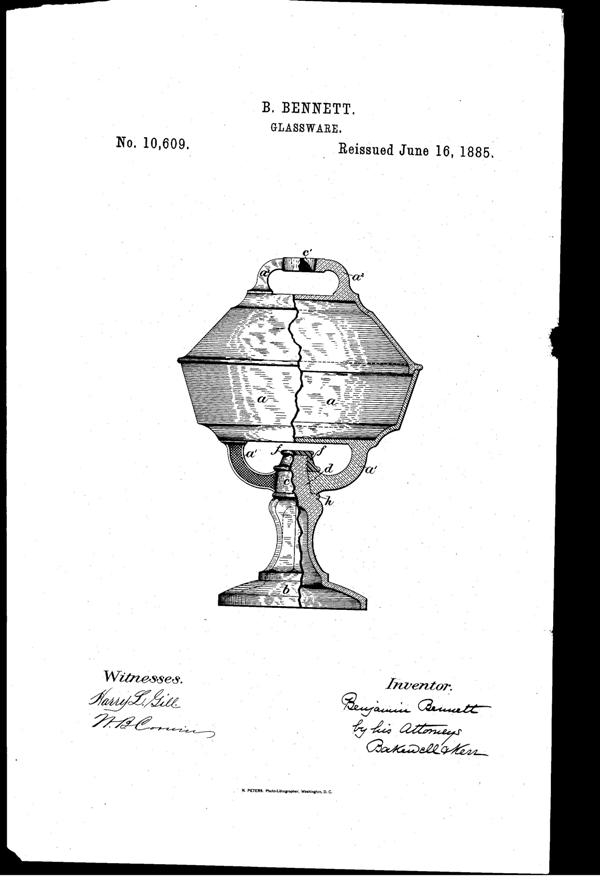 Westmoreland Covered Compote Reissued Patent RE10609-1