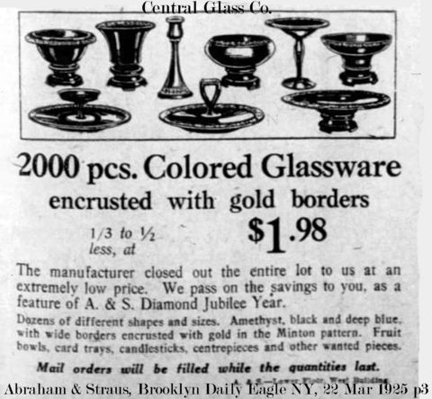 Central Glass Works Colored Glassware Advertisement