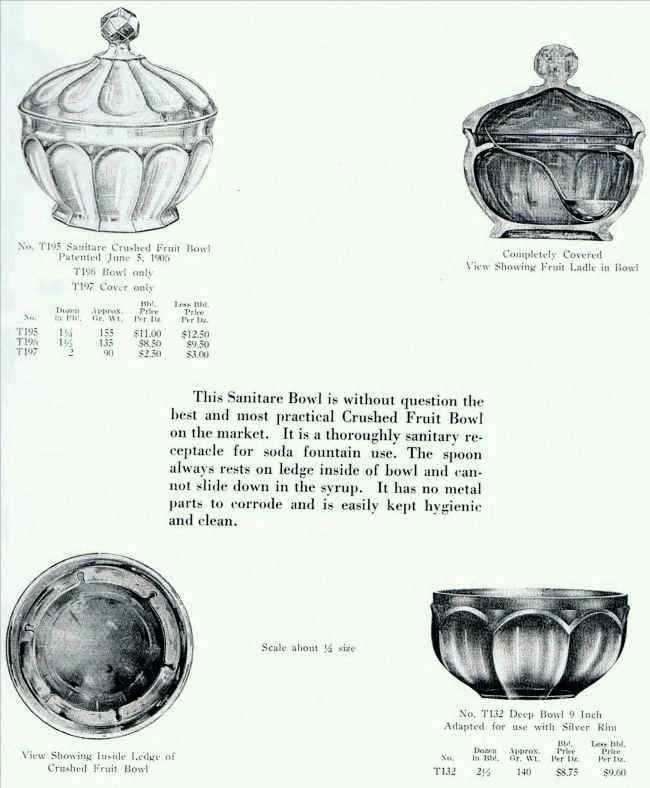 Central Glass Works T195 Sanitare Crushed Fruit Bowl Catalog Page