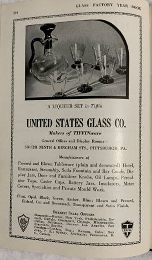 U. S. Glass Tiffiinware Advertisement