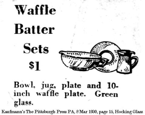 Hocking Spiral Waffle Batter Set Advertisement