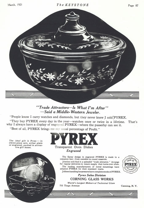 Corning Pyrex Ad in Keystone, March 1921