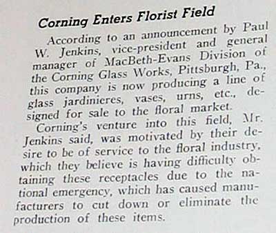 Corning Florist Ware Ad