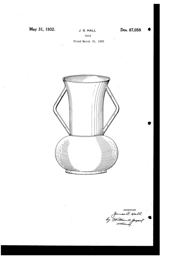 L. E. Smith Vase Design Patent D 87058-1