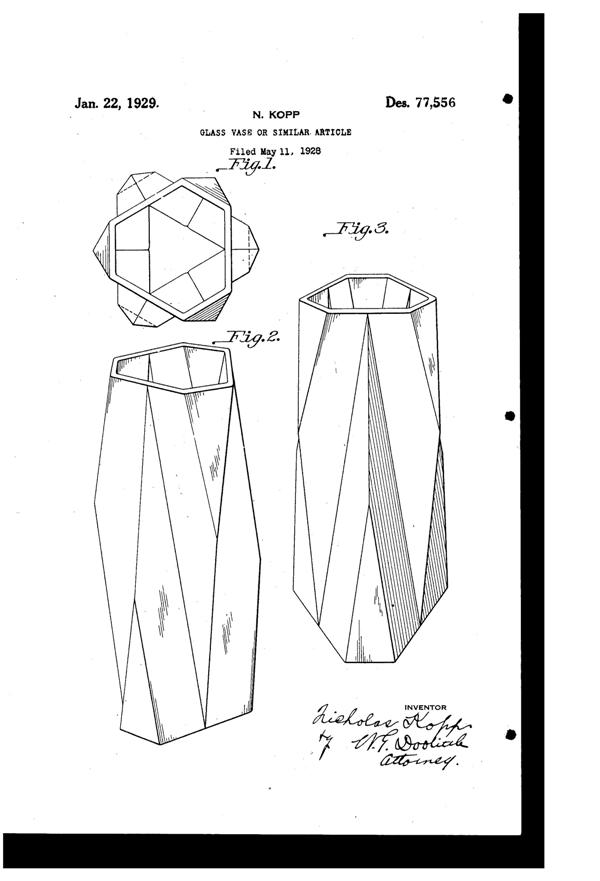 Kopp Vase Design Patent D 77556-1
