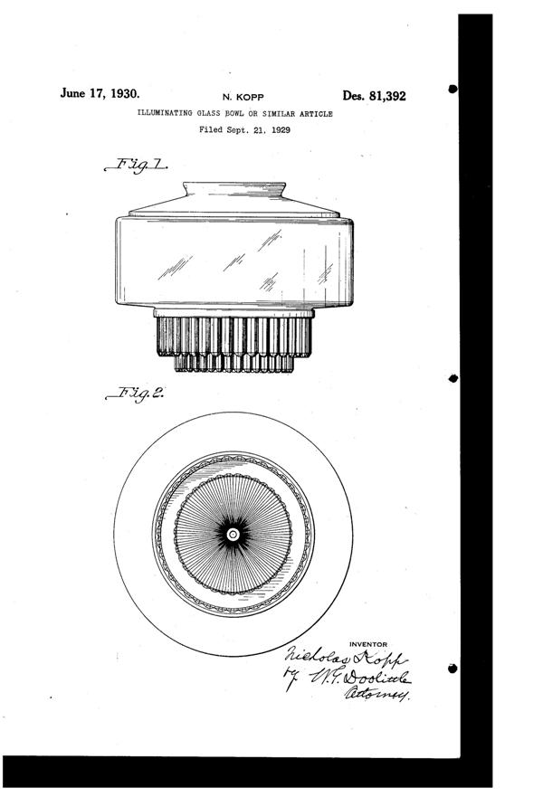 Kopp Light Fixture Globe Design Patent D 81392-1