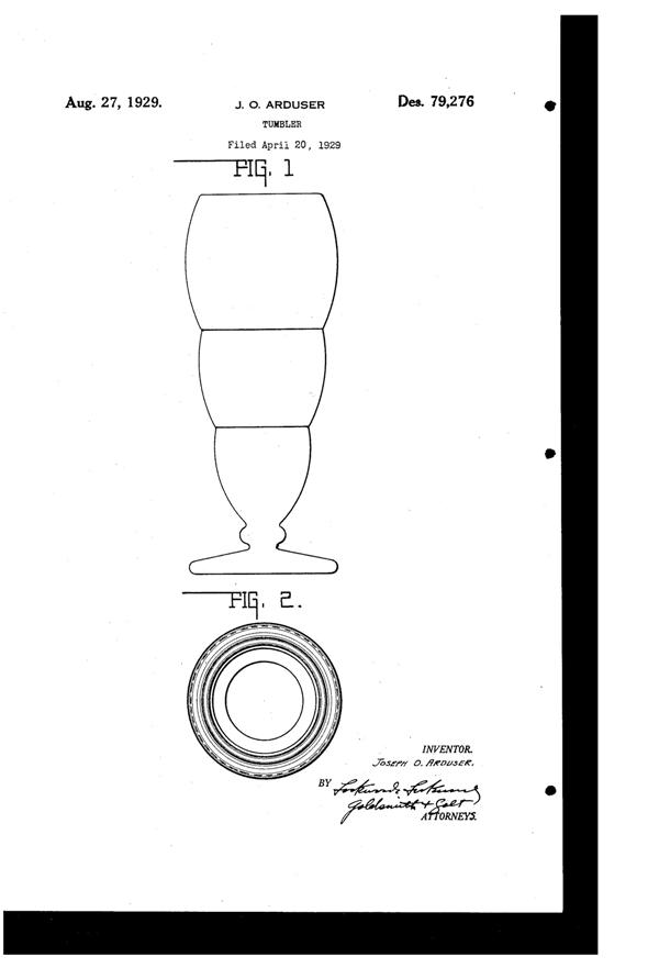 Jenkins #185 Footed Tumbler Design Patent D 79276-1