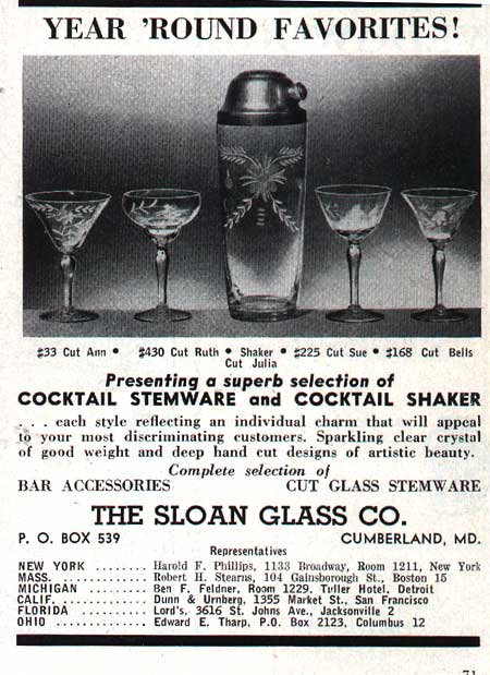 Sloan Glass Co. Assortment Advertisement