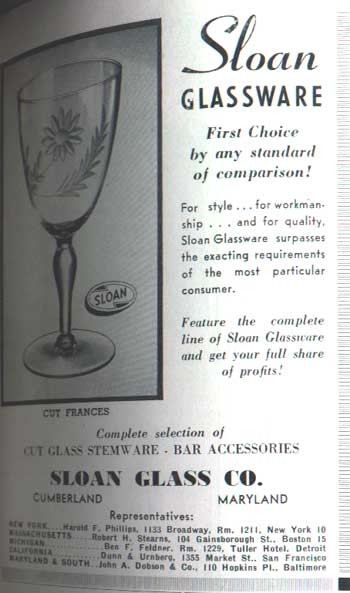 Sloan Glass Co. 'Frances' Advertisement