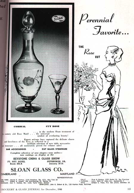 Sloan Glass Co. Rose Cut Advertisement