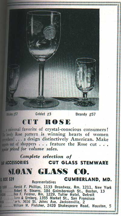 Sloan Glass Co. Cut Rose Advertisement
