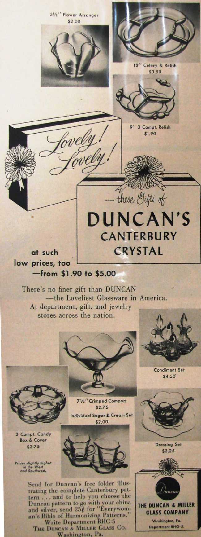 Duncan & Miller Canterbury Advertisement
