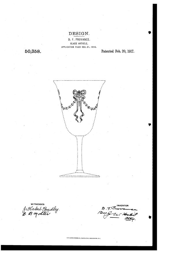 Fry Etched Goblet Design Patent D 50358-1