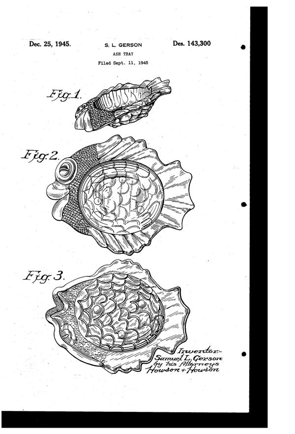 Dell Fish Ash Tray Design Patent D143300-1