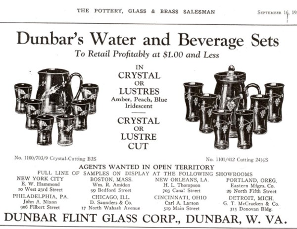 Dunbar Water Set Advertisement