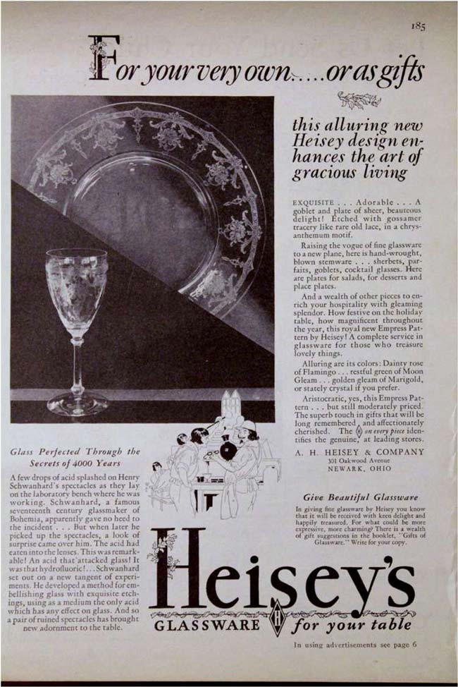 Heisey # 447 Empress Etch Advertisement