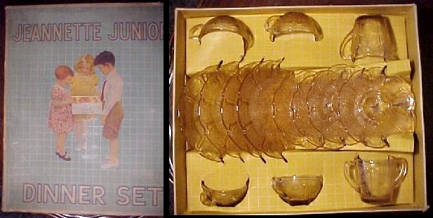 Jeannette Cherry Blossom Child's Dinner Set & Packaging
