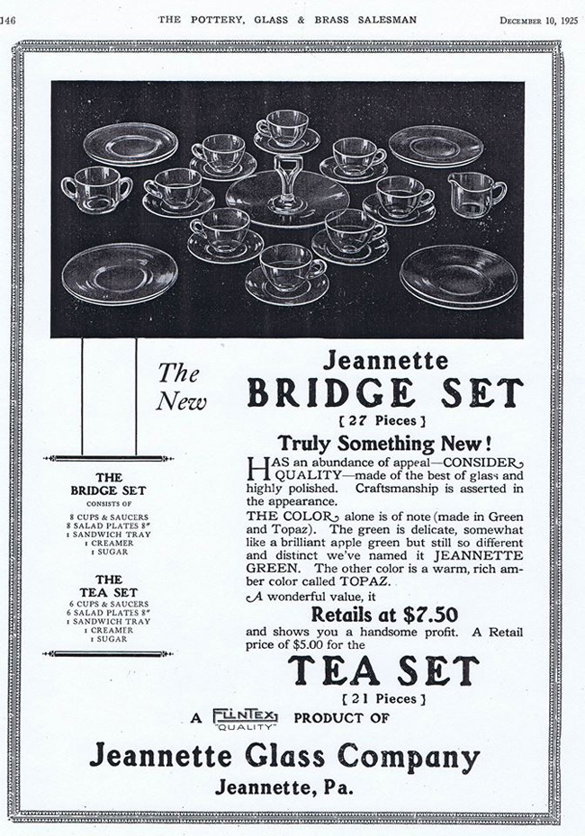 Jeannette Bridge Set Advertisement