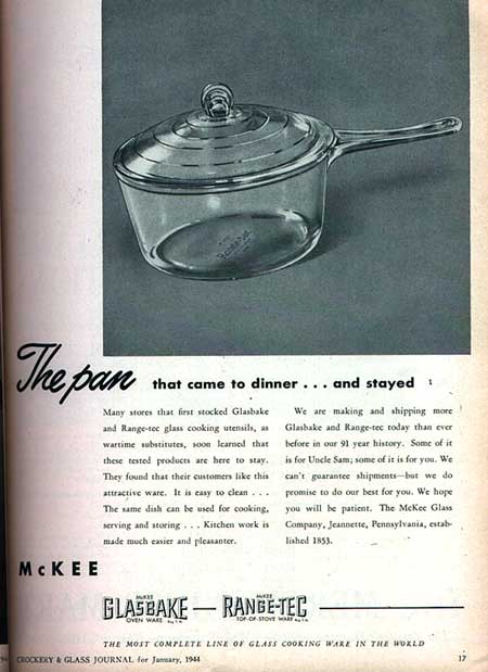 McKee Glass Co. Glasbake and Range-Tec Ad
