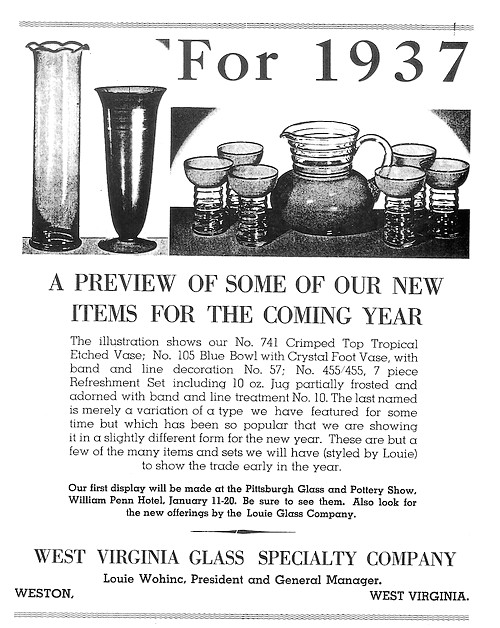 West Virginia Glass Specialty Company For 1937 Advertisement