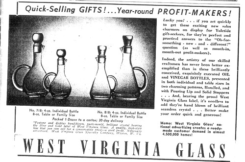 West Virginia Glass Specialty Oil & Vinegar Bottle Advertisement