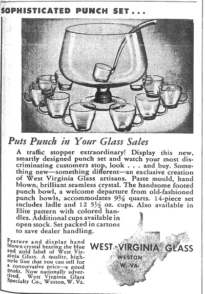 West Virginia Glass Specialty Punch Set Advertisement