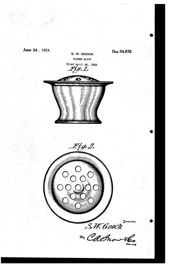 Co-Operative Flint Flower Frog & Bowl Design Patent D 64970-1