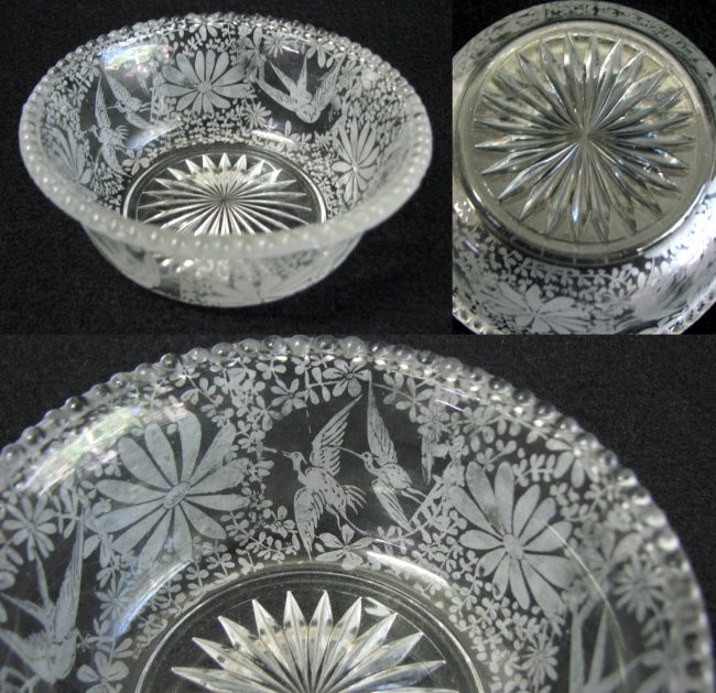Maryland Glass Etching Works #1729 Etch on Unknown Nappy