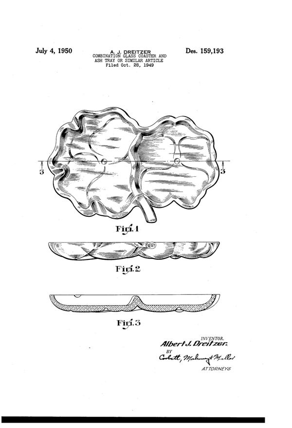 Pitman-Dreitzer Pansy Coaster/Ash Tray Design Patent D159193-1