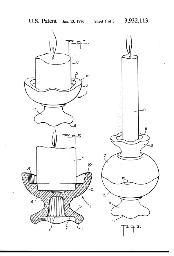 Anchor Hocking # 992 Candle Stax Candle Holder Patent 3932113-2