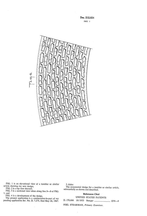 Anchor Hocking Tumbler Design Patent D212024-2