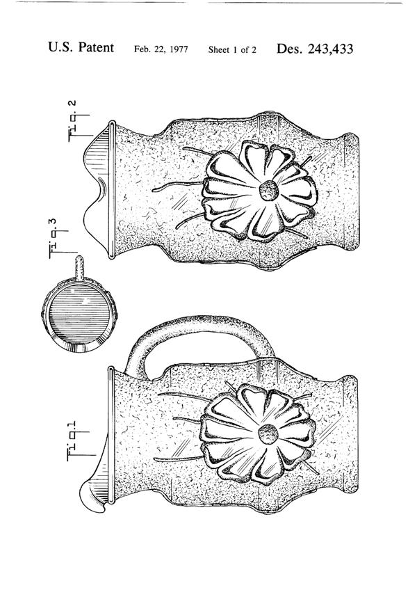 Anchor Hocking Rain Flower Pitcher Design Patent D243433-2