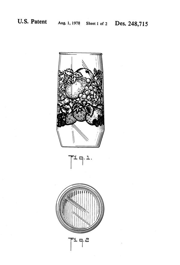 Anchor Hocking Nature's Bounty Tumbler Design Patent D248715-2