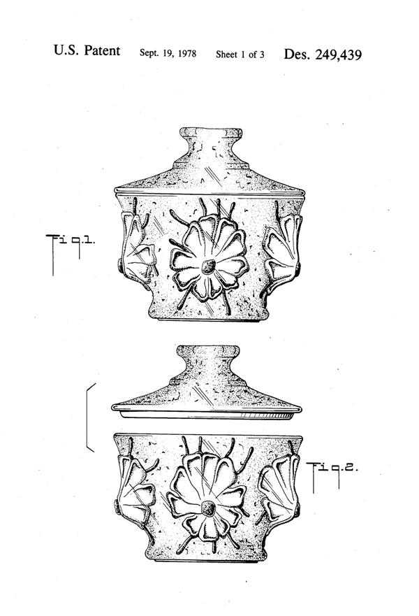 Anchor Hocking Rain Flower Cookie Jar Design Patent D249439-2