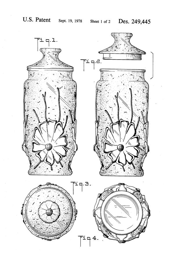 Anchor Hocking Rain Flower Apothecary Jar Design Patent D249445-2