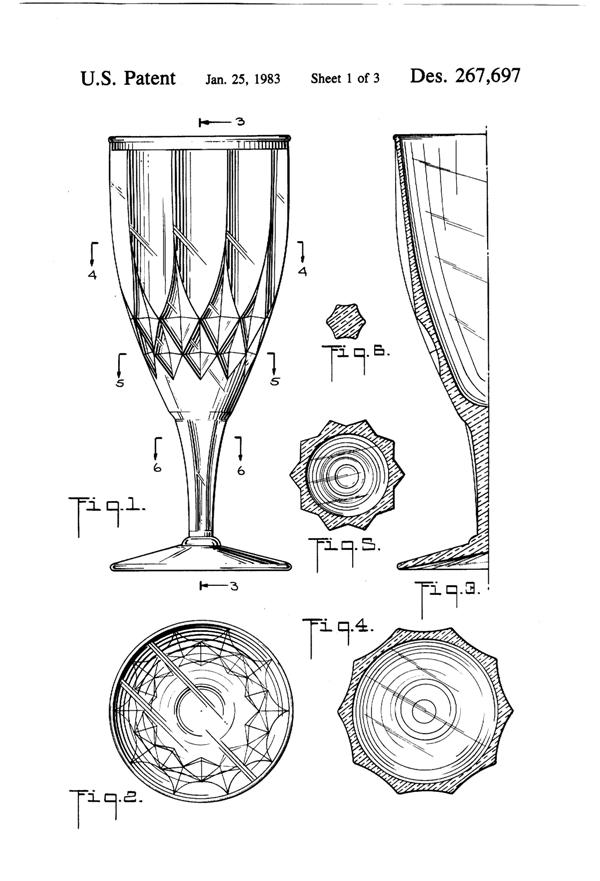 Anchor Hocking Crown Point Goblet & Footed Tumbler Design Patent D267697-2