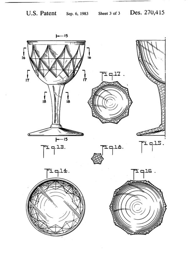 Anchor Hocking Crown Point Goblet & Stems Design Patent D270415-4