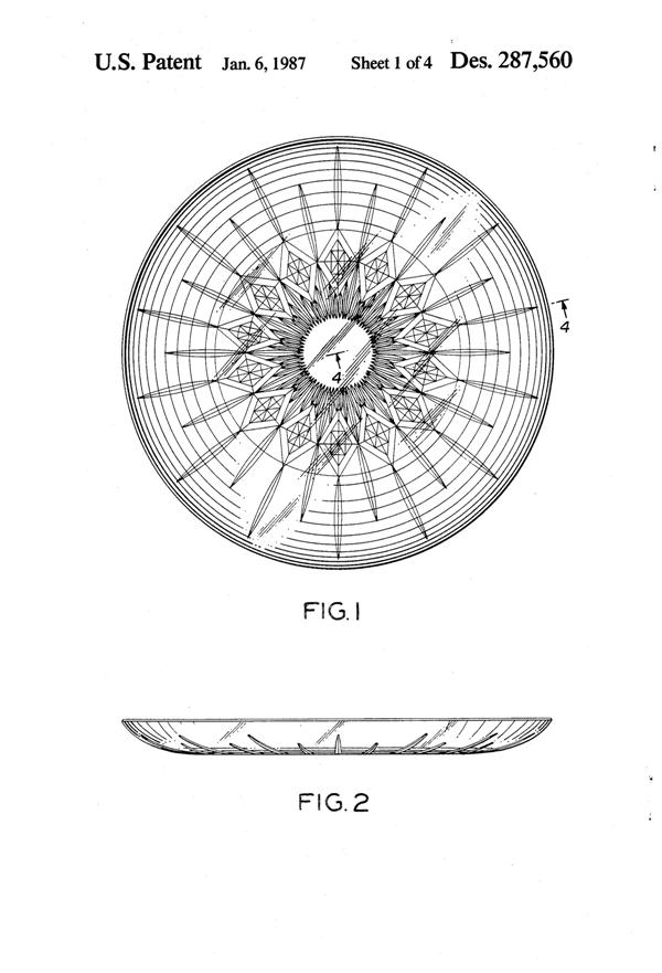 Anchor Hocking Canfield Bowl & Plate Design Patent D287560-2
