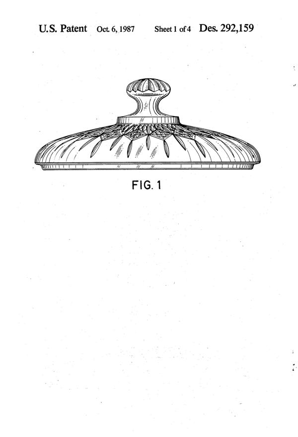 Anchor Hocking Canfield Bowl Cover Design Patent D292159-2