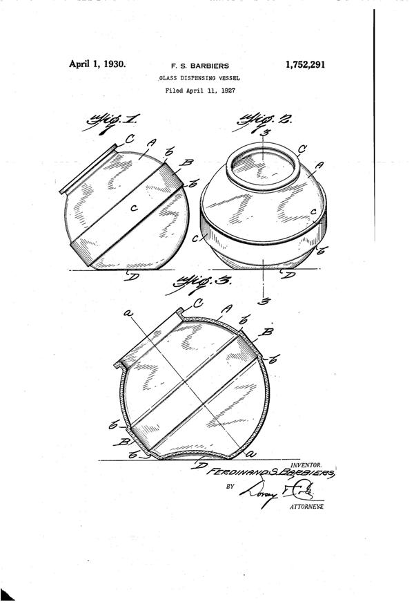 Hocking Dispensing Jar Patent 1752291-1