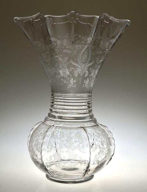 Viking #  42 Radiance Crimped Vase w/ Prelude Etch