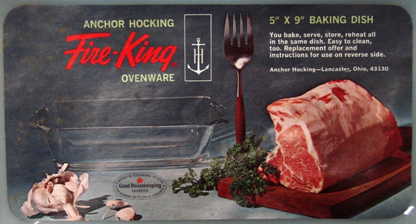 Anchor Hocking Fire-King Baking Dish Label