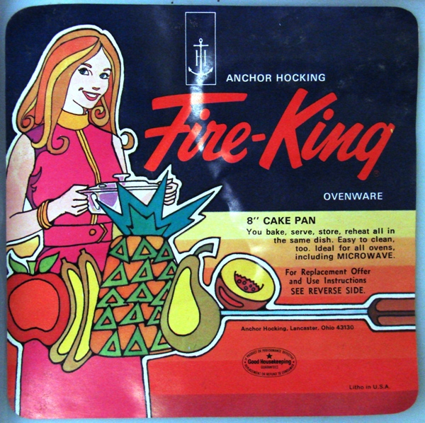 Anchor Hocking Fire-King Cake Pan Label