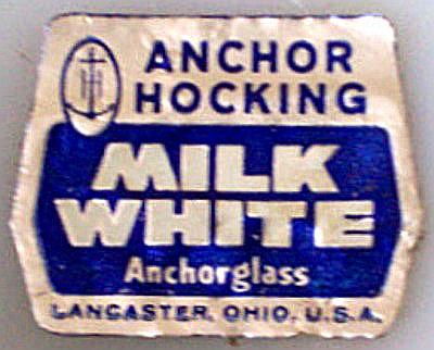 Anchor Hocking Anchorglass Milk White Label