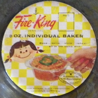 Anchor Hocking Fire-King Individual Baker  Label