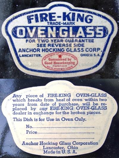 Anchor Hocking Fire-King Oven-Glass Label