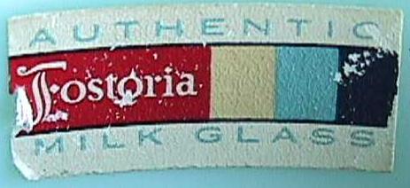 Fostoria Milk Glass Label