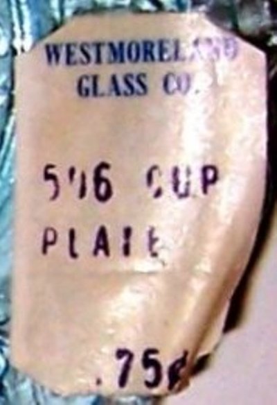 Westmoreland # 506 Cup Plate Label